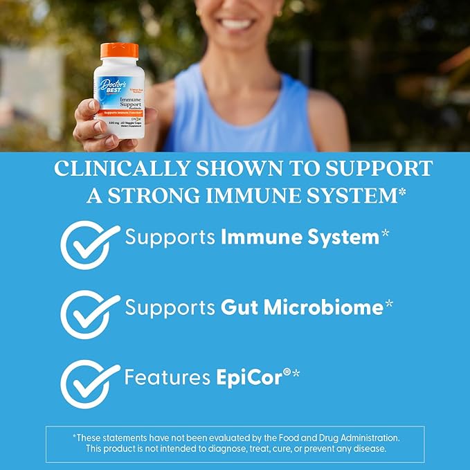 Doctors Best EpiCor Immune Support Postbiotic Supplement - 500 mg Dried Yeast Fermentate Per Capsule, Immune & Gut Health Support for Men & Women, Non-GMO, Gluten Free, Vegan - 60 Veg Caps