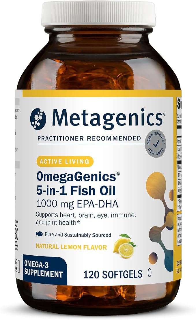 Metagenics OmegaGenics EPA-DHA 1000 mg - High Potency Omega-3 Fish Oil Supplement for Heart, Brain & Joint Health* - Sustainably Sourced - 120 Softgels