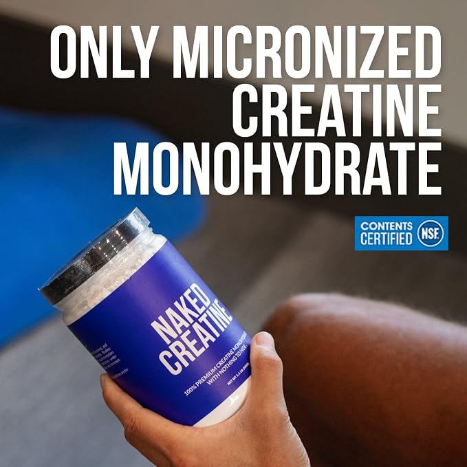 NAKED Pure Micronized Creatine Monohydrate – 200 Servings, 1,000g Bulk – NSF Certified, Vegan, Non-GMO, Gluten & Soy Free - Muscle Building, Strength Training, Gym & Fitness Supplement