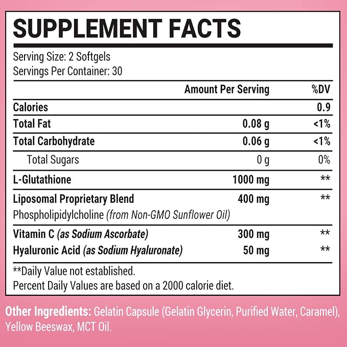 Liposomal Glutathione Softgels 1500MG, Reduced Glutathione Supplement with Vitamin C, Better Absorption, Non-GMO Powerful Antioxidant for Healthy Aging, Detox, Immune Health, 180 Softgels
