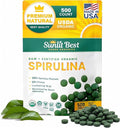 Sunlit Best Spirulina Tablets - Organic Spirulina Tablets USDA Premium 500 Count - Natural Spirulinas Organic Burst for Immune Support Muscle Growth, Energy Boost w/Chlorophyll - High Protein, Non GMO
