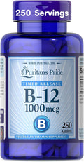 Puritan's Pride Timed Release Vitamin B-12 1000mcg, Vegetarian Dietary Supplement for Energy Metabolism, Heart, Circulatory, and Nervous System Health Support, 8 Month Supply, 250 Caplets