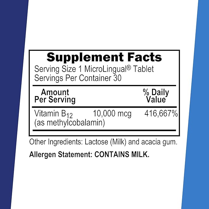 Superior Source No Shot Methylcobalamin B-12 10000 mcg - Vitamin B-12 to Support Energy Production, Brain Health & Overall Wellness - Sublingual Tablets for Quick Absorption - 30 Dissolving Tablets