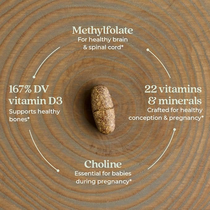 New Chapter Prenatal Vitamins, One Daily Prenatal Multivitamin with Methylfolate + Choline for Healthy Mom & Baby, Gluten Free & Non-GMO, 60 Count