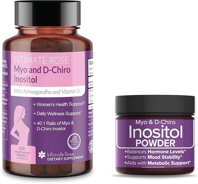 Intimate Rose Save 10% on Ultimate Inositol Wellness Bundle – Myo-Inositol & D-Chiro Inositol Supplement Capsules + Powder for Hormonal Balance & PCOS Support