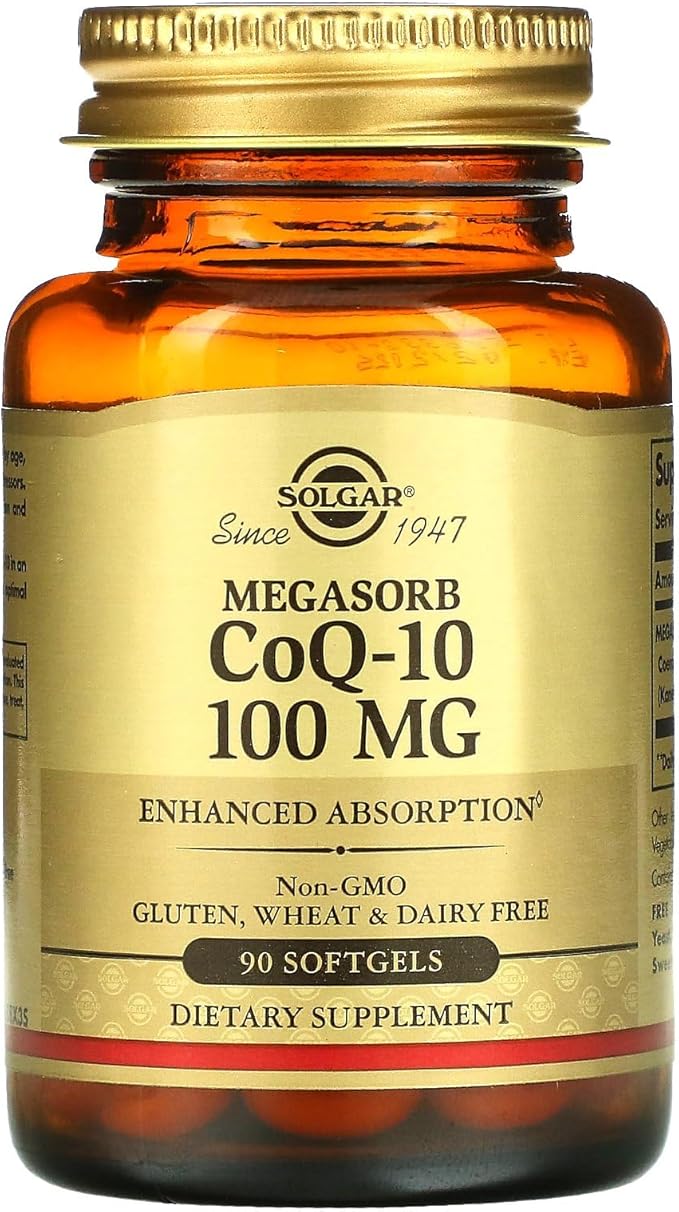 Solgar Megasorb CoQ-10 100 mg, 90 Softgels - Supports Healthy Aging - Coenzyme Q10 Supplement - Enhanced Absorption - Non-GMO, Gluten Free, Dairy Free - 90 Servings