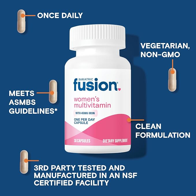 Bariatric Fusion Bariatric Multivitamin with Iron for Women | Hair, Skin and Nails Blend for Hair Loss After Bariatric Surgery & GLP-1 | 30 Capsules | 1 Month Supply