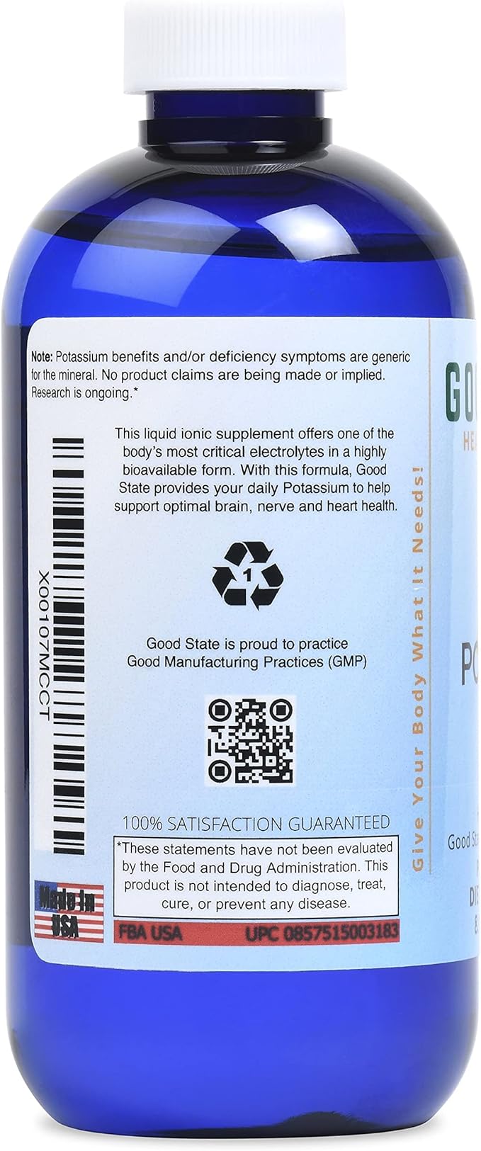 Good State-Liquid Ionic Minerals Potassium (48 Days At 99mg. Plus 2 mg Fulvic Acid)