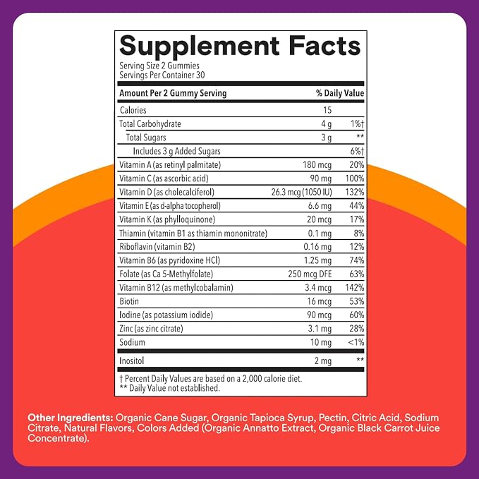 SmartyPants Kids Multivitamin & Immunity Gummies: Vitamins C, D, B6, B12, A, and Zinc for Immune Support, Biotin, Iodine, Gluten Free, Two Fruit Flavors, 60 Count (30 Day Supply)