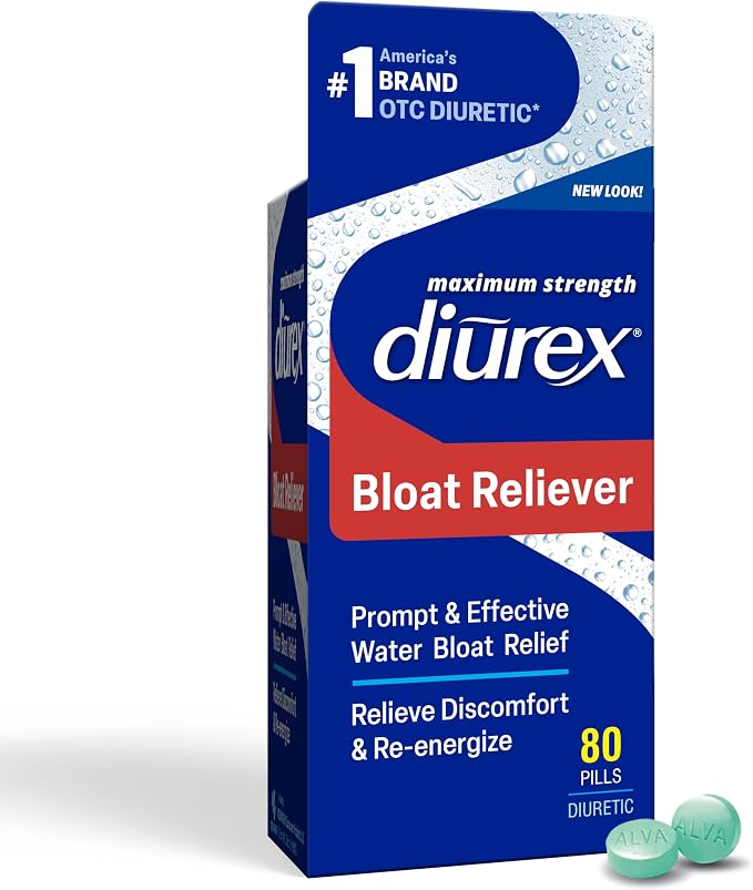 Diurex Ultra Re-Energizing Water Pills - Relieve Water Bloat - Feel Better & Less Heavy - 80 Count