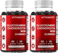 Vitamatic Glucosamine Chondroitin Gummies with MSM & Vitamin E – Joint Support – 60 Pectin-Based Gummies per Bottle – Pack of 2 (Total 120 Count)