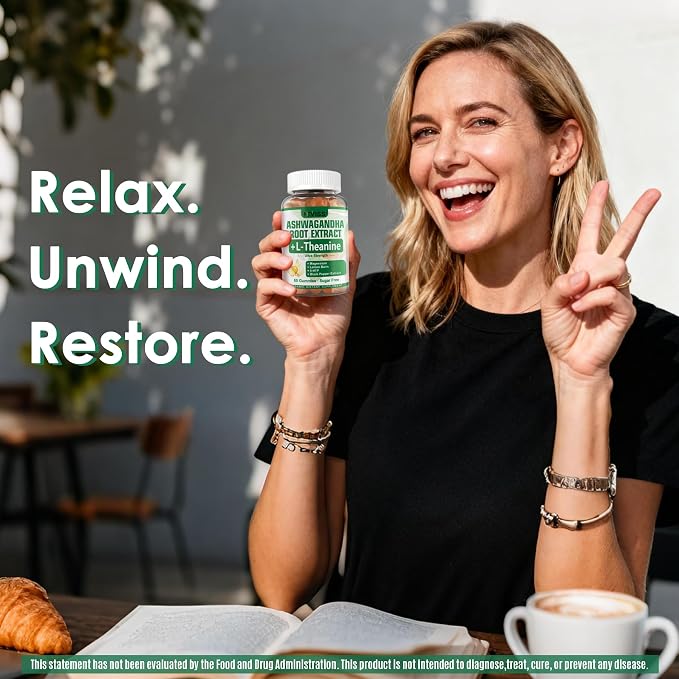 NEVISS Ashwagandha Gummies 2000mg, Feel Refreshed, Plus Proprietary Blend with L-Theanine, 5-HTP, Lemon Balm, Magnesium for Calm, Zzzs & Relaxation Support, 120 Count