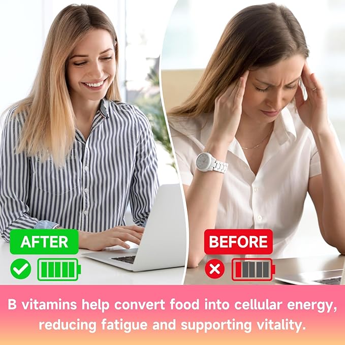 Vitamin B Complex Gummies for Women & Men - Vitamin B12, B1, B2, B3, B5, B6, B-Complex Vitamin Supplements for Energy & Immune Support, Sugar-Free/Vegan, Raspberry Flavor 120 Count