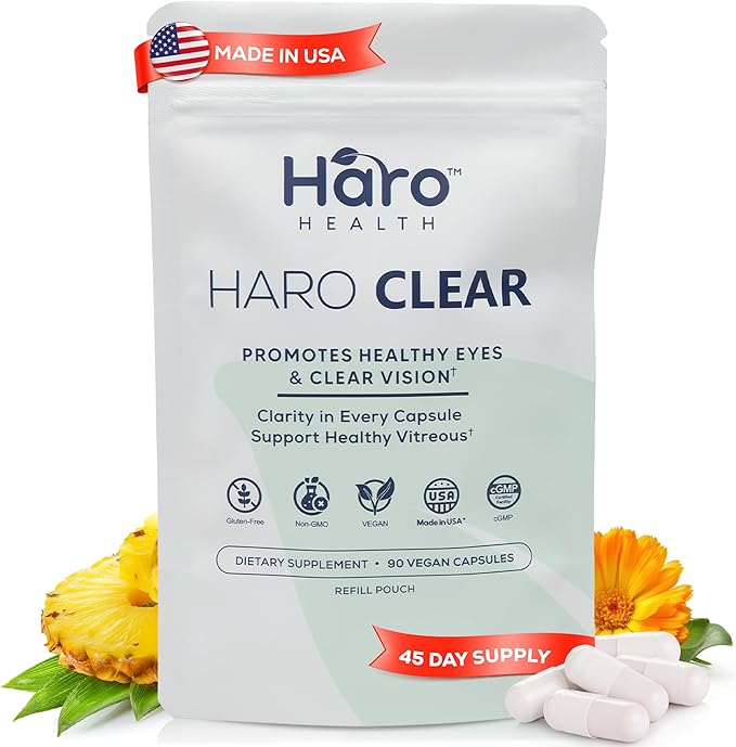 Haro Clear Eye Vitamins with Lutein and Zeaxanthin - Refill Pouch - 90 Capsules - 45 Day Supply