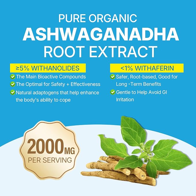 Ashwagandha Gummies 2000mg for Women Men - Sugar Free, Vegan - Organic Ashwagandha Root Extract Supplements Gummy & Vitamin D3, B12 and Turmeric, Promote Relaxation, Mixed Berry Flavor, 120 Count