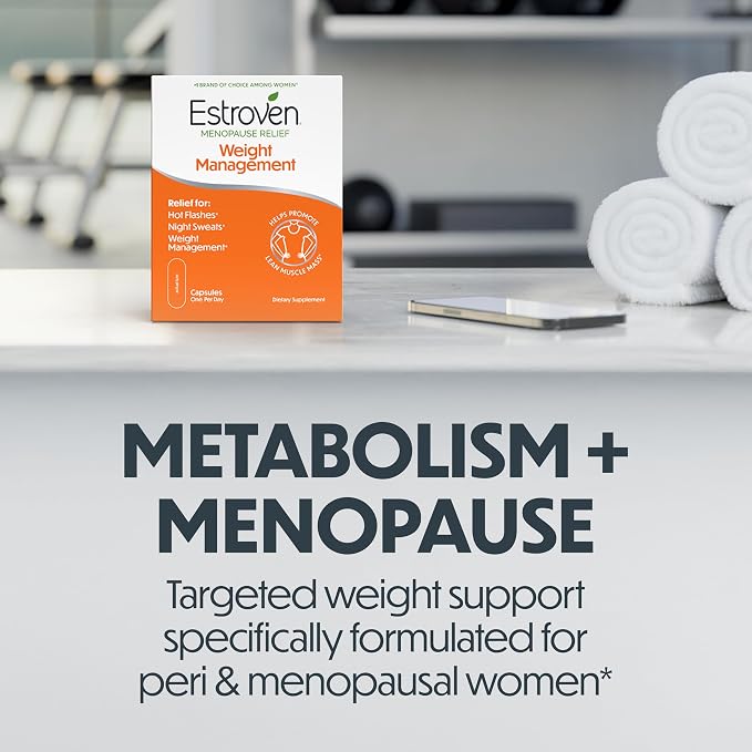 Estroven Weight Management for Menopause Relief - 30 Ct. - Clinically Proven Ingredients Help Manage Weight, Provide Night Sweats & Hot Flash Relief* Drug-Free & Gluten-Free Caplets