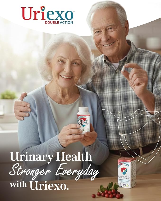 Uriexo Double Action Support Cranberry Pills - Urinary Tract Health Supplement with 36mg Proanthocyanidins PACs & 2000mg D-Mannose, Capsules for Men & Women, Non-Antibiotic Formula, 30 Day Supply
