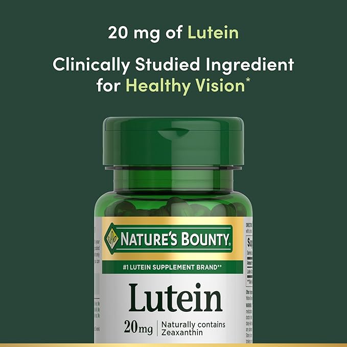 Nature's Bounty Lutein Pills, Eye Health Supplements and Vitamins, Support Vision Health, 20 mg, 40 Softgels