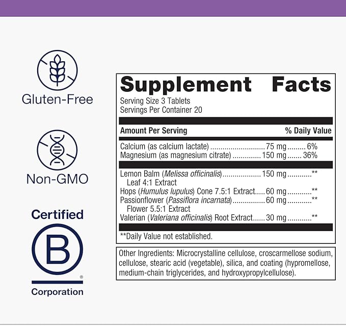 Metagenics MyoCalm Plus - Muscle Relaxation & Stress Support with Passionflower, Valerian, Lemon Balm, Magnesium & Calcium - Supports Sleep Quality - Non-GMO, Gluten-Free, Vegetarian - 60 Tablets