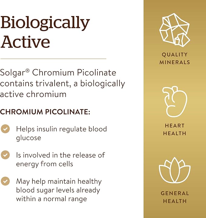 Solgar Chromium Picolinate 200 mcg, 180 Vegetable Capsules - Supports Healthy Blood Sugar Metabolism - Non-GMO, Vegan, Gluten Free, Dairy Free, Kosher - 180 Servings