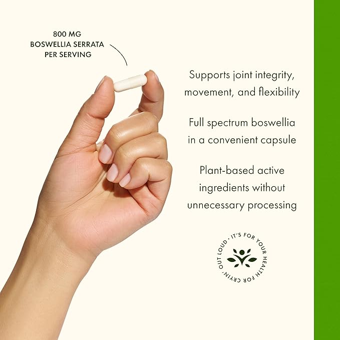 Swanson Double Strength Boswellia Serrata Ayurvedic Joint Supplement for Active Adults Seeking Flexibility and Mobility Support - 800 mg (60 Capsules)