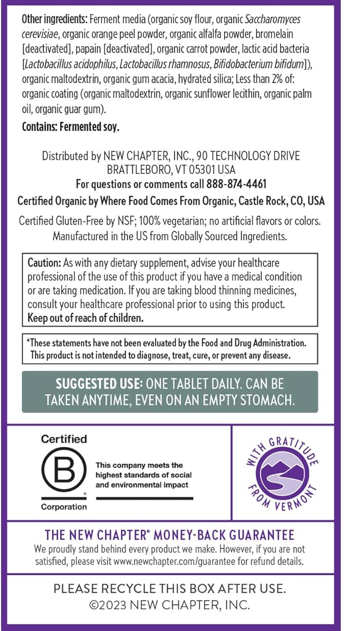 New Chapter Men’s Multivitamin 40+, Extra B6 & B12, D3, Vitamin C & Zinc, Immune, Heart, Cellular Energy, and Brain Health, Gentle on The Stomach, One Daily, Non-GMO, Gluten-Free, 48 Tablets