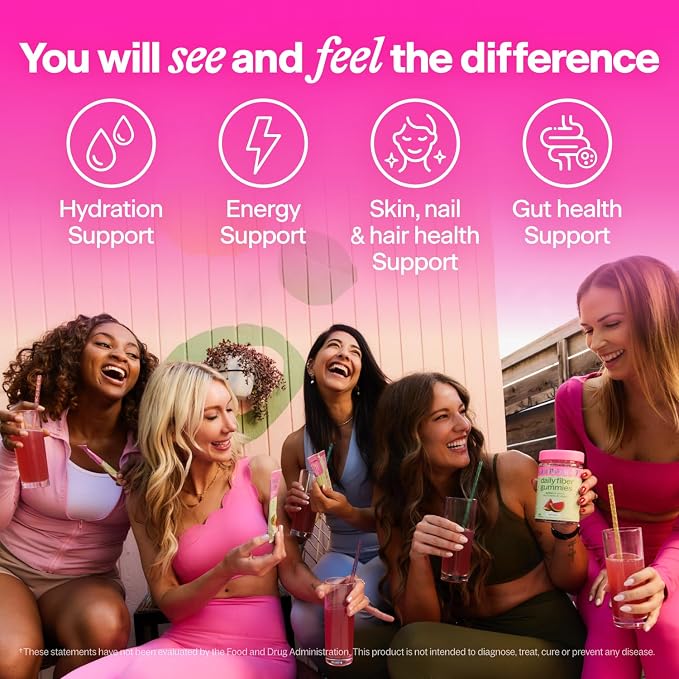 BelliWelli Fiber Supplement for Women & Men Premium Daily Fiber Powder from Organic Acacia with Added Collagen Electrolytes & Probiotics No Bloat Constipation & Gut Health Support(Strawberry Lemonade)