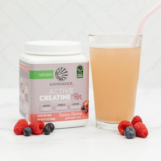 Sunwarrior Raspberry Elderflower Active Creatine Monohydrate for Her, 14.1 OZ