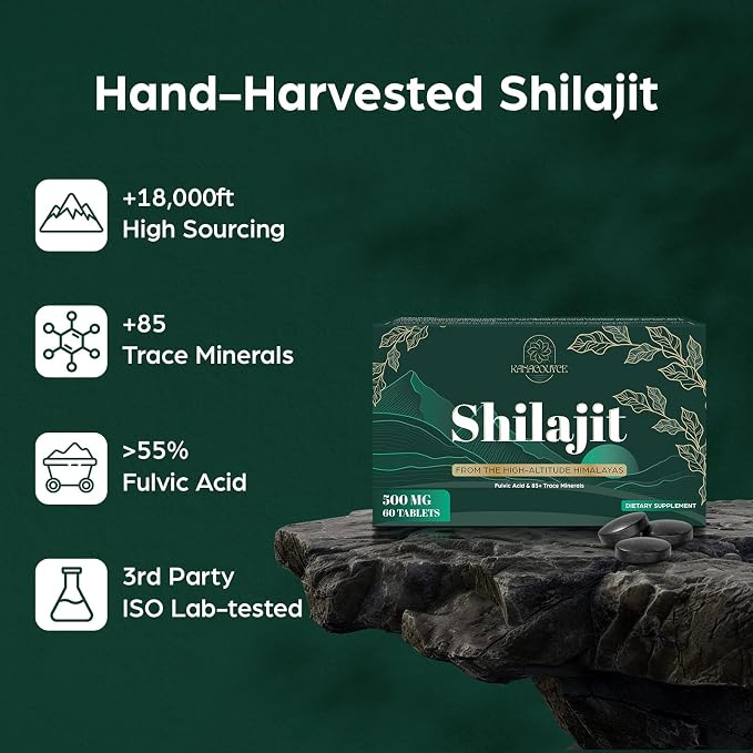 30,000 MG Shilajit Tablets, Shilajit Himalayan Organic, with Fulvic Acid & 85+ Trace Minerals, More Effective Than Shilajit Resin & Capsules, Shilajit for Men & Women, with Lab Test. 120 Count.