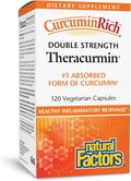 Natural Factors CurcuminRich Double Strength Theracurmin - Antioxidant Support Supplement with Curcumin - Dietary Supplement Aids Muscle & Joint Health - 120 Vegetarian Capsules (120 Servings)