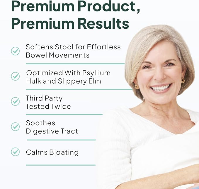 Organics Ocean Better Fiber - Daily Fiber Supplement - Soften Stool for Effortless Bowel Movements - with Psyllium Hulk and Slippery Elm - 3 Bottles