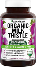 FarmHaven USDA Organic Milk Thistle Capsules | 30X Concentrated Seed Extract & 80% Silymarin Standardized - Supports Liver Function and Overall Health | Non-GMO | 120 Vegan Capsules