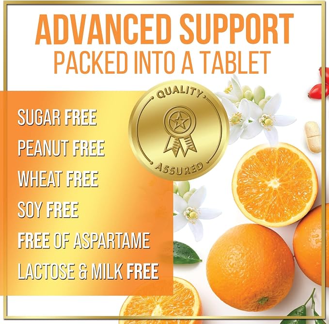 Vitamin C 1000mg Per Serving - Extra Strength with Rose Hips Bioflavonoids - Sugar Free Vitamin C Chewable Pills, Vit C Supplement for Immune Support & Antioxidant, USA Bottled - 60 Chewable Tablets
