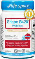 Life-Space Shape B420 Probiotics for Shape Better, GLP-1 Boost, 2 Month Serving, Clinically Backed Metabolism Support, Prebiotic + Probiotic for Women and Men, 60 Vegetarian Capsules