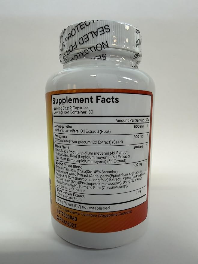 NEW AGE Ashwagandha Maca Root Fenugreek Supplement with Tongkat Ali Ginseng - Support Health - Made in USA - 120 Count