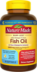 Nature Made Extra Strength Omega 3 Fish Oil Supplements, 2800mg, Fish Oil Omega 3 Supplements as Ethyl Esters for Healthy Heart, Brain, Eyes, Mood Support, 60 Softgels, 30 Day Supply