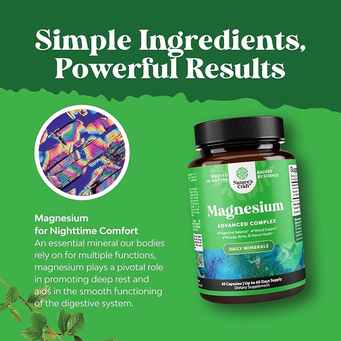 Bundle of Complete Eye Health Supplement for Adults for Vision Dry Eyes Pressure and Blue Light Protection and High Absorption Magnesium Complex Supplement for Sleep Stomach Digestion and Mood Support