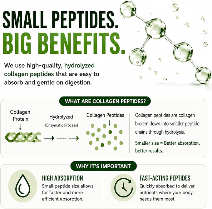 Collagen Peptides Powder with Vitamin C & Hyaluronic Acid - from Organic Cleanest Sources & Super High Absorption - Hydrolyzed Multi Type I, II, III, V, X - Skin Hair Supplement Made in USA
