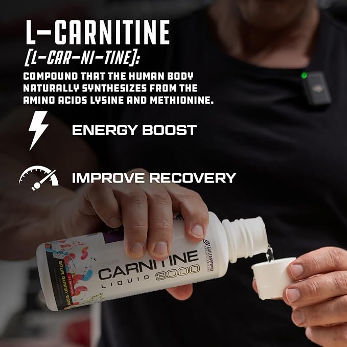 Cutler Nutrition Liquid L-Carnitine Fat Burner Supplement with Acetyl L-Carnitine & L-Carnitine Tartrate - Fat Burner Formula for Optimal Absorption, Energy & Muscle Support | Sour Gummy Flavor