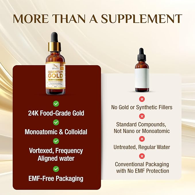 Quantum Gold Liquid Ormus Monoatomic Colloidal Gold & 24K Liquid Gold Supplement for Pineal Gland Activation, Lucid Dreaming & Higher Energy Alignment (2oz)