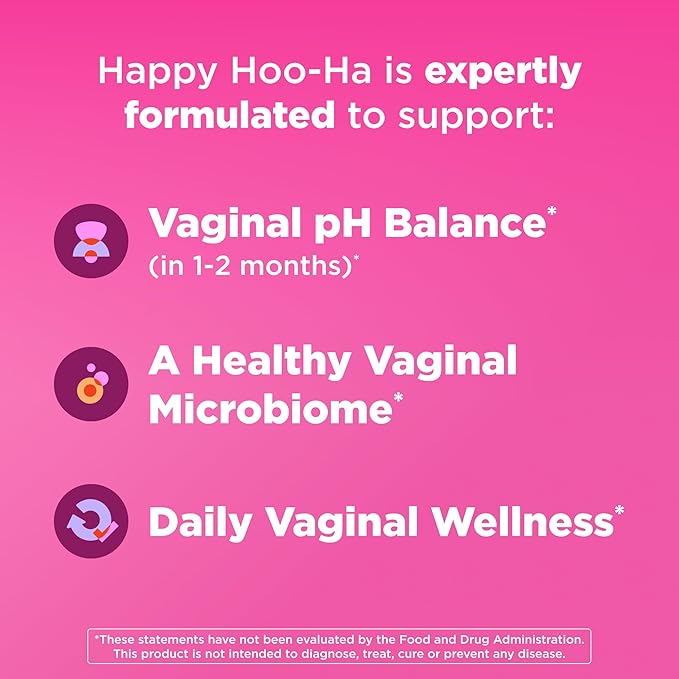 OLLY Happy Hoo-Ha Capsules, Probiotics for Women or People wth Vaginas, Vaginal Health and pH Balance,* 10 Billion CFU, Gluten Free - 25 Count