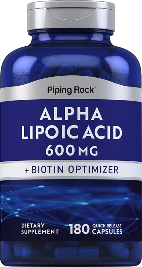 Piping Rock Alpha Lipoic Acid 600mg | 180 Capsules | Plus Biotin Optimizer | ALA Supplement | Non-GMO, Gluten Free
