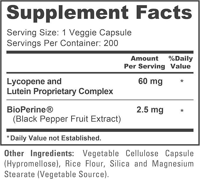 NusaPure Lycopene & Lutein Complex 60mg per Caps, 200 Veggie Capsules (Non-GMO, Vegan)