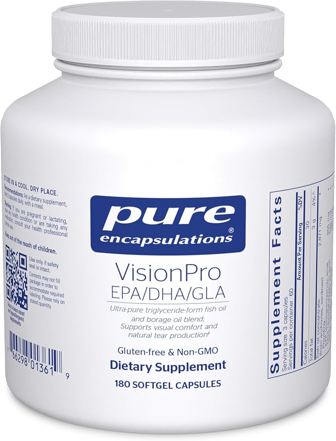 Pure Encapsulations VisionPro EPA/DHA/GLA | Supports Natural Tear Production and Retention of Eye Moisture* | 180 Softgel Capsules