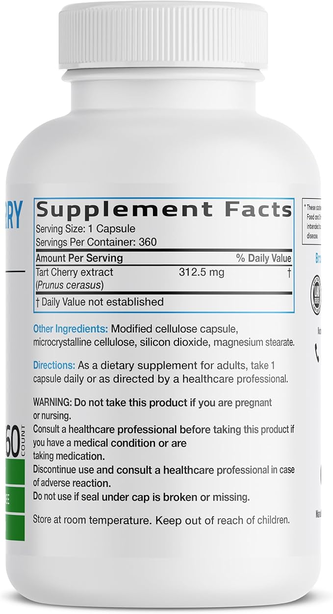 Bronson Tart Cherry Extract 2500 mg Vegetarian Capsules with Antioxidants and Flavonoids Non-GMO, 360 Count