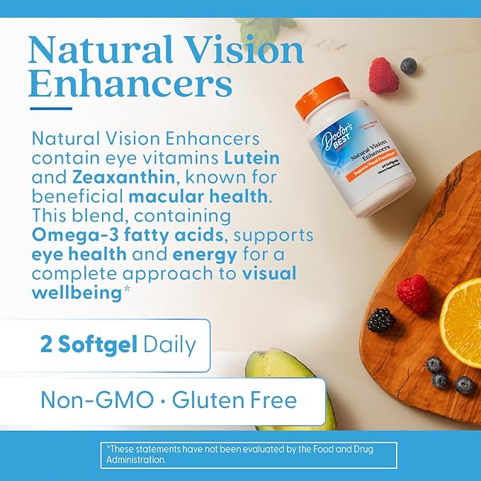 Doctor's BEST Natural Vision Enhancers contain Lutemax 2020, Supports Eye Health, Sharper Vision, Helps Filter Out Blue-Light, 60 Softgels