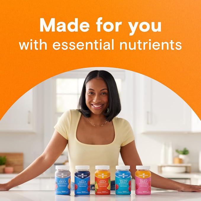 ONE A DAY Teen Boy’s Daily Essentials Multivitamin Gummies,Teen Boy Vitamins with Vitamin C,Vitamin D,Bone Health,Immune Health,Raspberry Natural Flavor,120 Gummies,(Pack of 2)