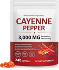 Premium Cayenne Pepper Capsules with Turmeric Curcumin & Beet Root Extract | Supports Cardiovascular Health, Blood Circulation | Potent Capsaicin Supplement, Easy-to-Swallow Softgels (240 Count)