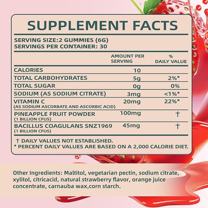 Women Gummies for pH Balance, Premium Feminine Vaginal Health Probiotics Her Gummy, Immune Support, Vegan, Gluten-Free, Strawberry Flavour 60 Gummies 30 Servings
