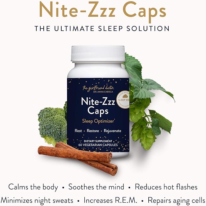 VIDAPURA Nite-Zzz Sleep Support by Dr. Anna Cabeca – Melatonin-Free Herbal Formula with Magnesium & L-Theanine – Supports Relaxation & Restful Sleep – 60 Capsules